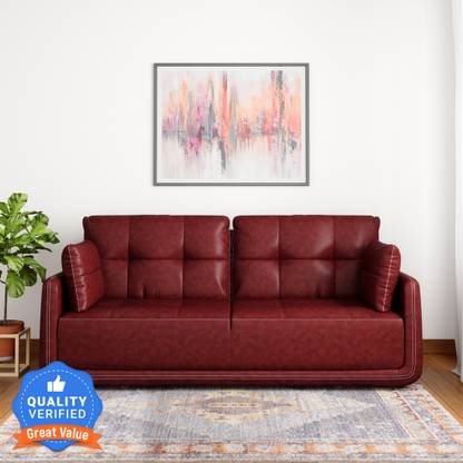 MUEBLES CASA Mind Cedar Leatherette 3 Seater  Sofa