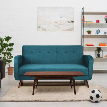 ARRA Rome Velvet 3 Seater Sofa in Green Colour Fabric 3 Seater  Sofa