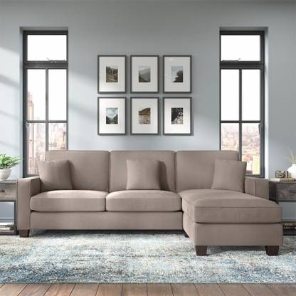 Torque Moscow 4 Seater Mini L Shape Fabric Sofa For Living Room - (RHS, Beige Brown) Fabric 4 Seater  Sofa