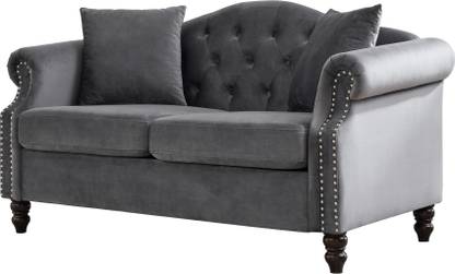 Soul Light Art Wooden Chesterfield Grey Sofa Couch for Living Room,Bedroom,Office,Apartment. Half-leather 2 Seater  Sofa