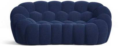India wood mart Wooden Bubble Design Sofa Dark Blue for Living Room,Bedroom,Office,Apartment Half-leather 2 Seater  Sofa