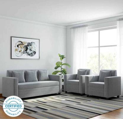 NFS Furniture 001 Light Grey 3+1+1 Fabric 3 + 1 + 1 Sofa Set