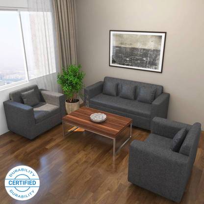 Bharat Lifestyle Lexus Fabric 3 + 1 + 1 Sofa Set  (Dark Grey, DIY(Do-It-Yourself))
