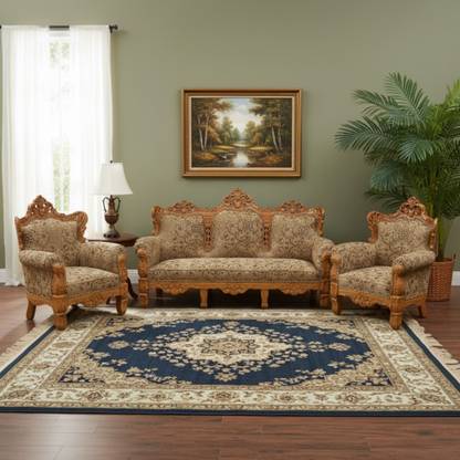 impression art store 5 Seater Sofa Set Teak Solid Wood 3 + 1 + 1 Sofa Set