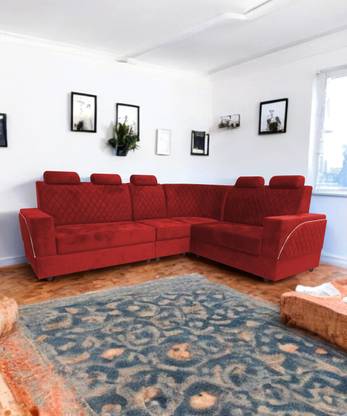 Starlet Farnitre Diamond L shape sofa set 6 seater comfortable living room colour Red Fabric 3 + 2 + 1 Sofa Set