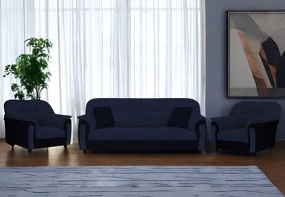 Torque Ruben 5 Seater Fabric Sofa for Living Room (3+1+1, Blue) | Furniture for Home Fabric 3 + 1 + 1 Sofa Set