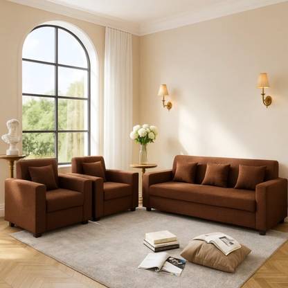 WAKESURE Premium Quality Jute Fabric 3 + 1 + 1 Sofa Set