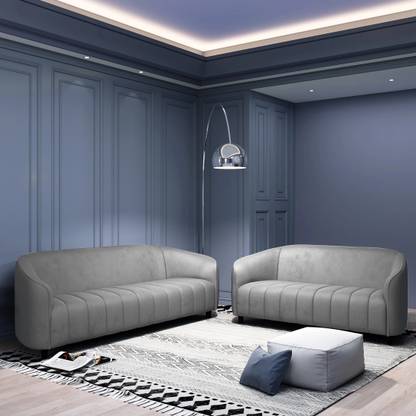 CARLTON LONDON Olivia Grey Fabric 3 + 2 Sofa Set