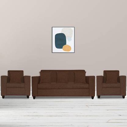 LIVEWELL Premium Quality Jute Solid Wood 3 + 1 + 1 Sofa Set