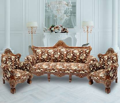 Wood Master Sre sofa set 3 1 1 seater Teak (Sagun) Solid (Delivery condition - Pre-assembled) Fabric 3 + 1 + 1 Sofa Set