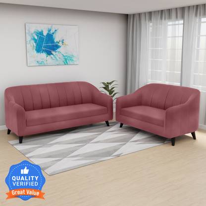 CARLTON LONDON Lukas Velvet Fabric Fabric 3 + 2 Sofa Set