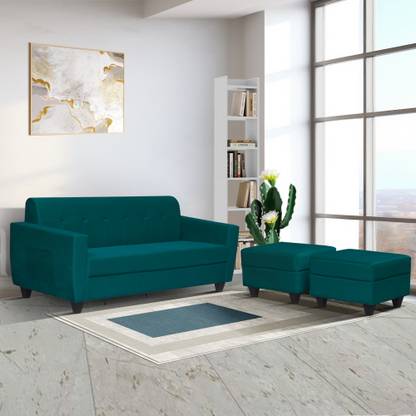 ARRA Remo with Two Ottoman Fabric 3 + 1 + 1 Sofa Set