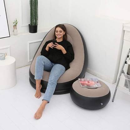 Parth Enterprice Inflatable Air Filling Premium Lounge Sofa Chair with Footrest Inflatable Sofa/ Chair