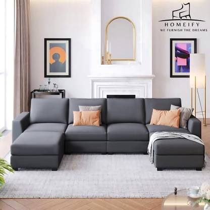 Homeify Wade 6 Seater Convertible Sofa for Living Room Fabric 6 Seater Sofa