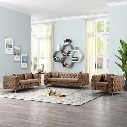 Flipkart Perfect Homes Diwan Couch Chaise Lounge for Home, Living Room, Drawing Room Solid Wood 3 + 2 + 1 Sofa Set