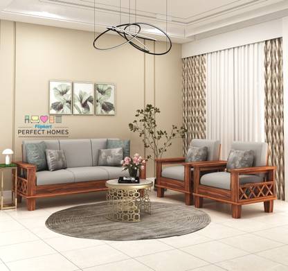 Flipkart Perfect Homes Wooden Sofa Set 3+1+1 Fabric 3 + 1 + 1 Sofa Set
