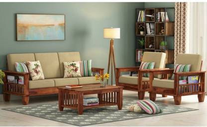 Wood Print sofa set Fabric 3 + 1 + 1 Sofa Set