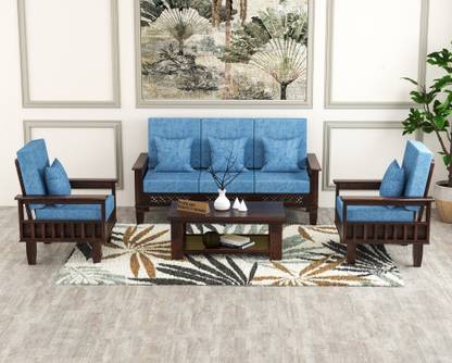 Flipkart Perfect Homes CNC Cutting Designed Solid Wood Five Seater Sofa Set With Side Pocket Storage || Fabric 3 + 1 + 1 Sofa Set