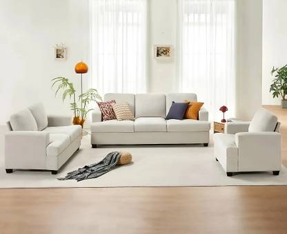 Groovecraft Carlos Wooden 6 Seater Fabric Sofa for Living Room Fabric 3 + 2 + 1 Sofa Set