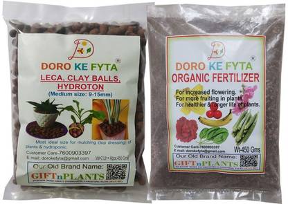 DORO KE FYTA Organic Fertilizer (Wt-450 Gms) and Free Leca Clay Balls (Wt-450 Gms) for Garden Fertilizer, Soil