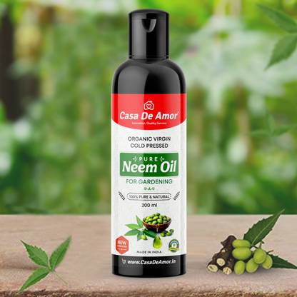 Casa De Amor Natural Organic Cold Pressed, Pure Neem Oil for Spray on Plants & Garden 200 ml Fertilizer