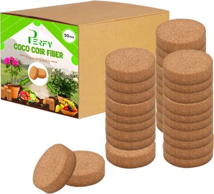 PERFY Coco Coin 75 Pcs, disc for Potting Soil Mix, 50mm Pellets for Seedling Plants Potting Mixture