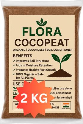 Flora Mart Organic Cocopeat 1kg Fertilizer for Plants Potting Soil Mix Compost Ugaoo Manure, Fertilizer, Potting Mixture