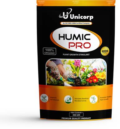 यूनिकॉर्प Humic Pro enhances plant growth by fortifying roots, stronger, healthier plants मिट्टी की खाद