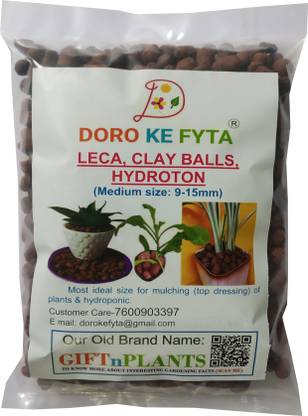 DORO KE FYTA LECA, Clay Balls Medium Size (8-15 mm) 3 Ltr=700 Gms, for Mulching, Hydroponic Potting Mixture, Soil