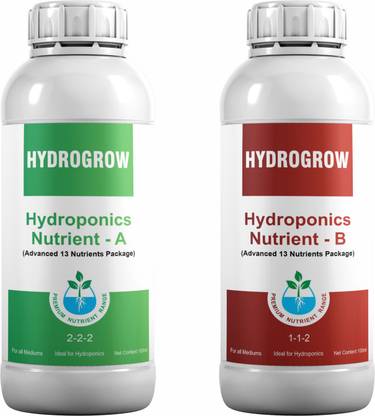 Garden Genie Hydro Grow A & B Hydroponic Nutrient Bottles - Makes 20 Liter Solution Fertilizer