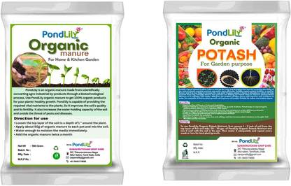 Pondlily Potash Organic Fertilizer - 900 Grams|Organic Manure - 900 Grams|Combo pack - Manure
