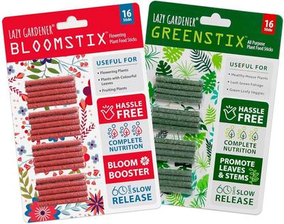 lazy gardener Organic Plant Food Sticks GreenStix + BloomStix Combo Fertilizer