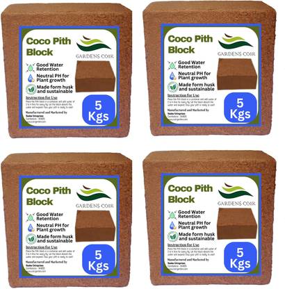 GARDENSCOIR Cocopeat Block for Home Garden Plants 20 Kg Soil
