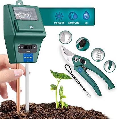 FreshDcart 3 in 1 ph meter and Garden Scissor Meter Acidity Indoor and Outdoors combo Soil Test Kit
