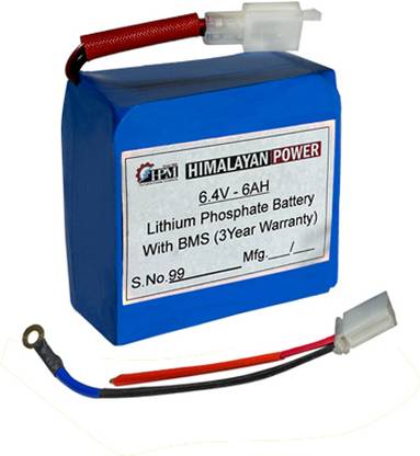 Himalayan H-square 6000 mAH, Lithium Phosphate Battery (6.4V, 6AH) Inbuilt BMS, Longer Life Cycle Lithium Solar Battery