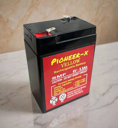 Pioneer-x Yellow 6 volt 5.5 ah for weighing machine, toy car, emergency light AGM Solar Battery