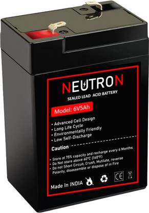 Neutron 6V 5Ah Battery. Lead Acid Battery for Weighing Scales, Emergency Lights etc AGM Solar Battery