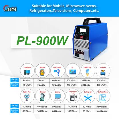 Himalayan H-square Portable Lithium Power Invertor/UPS PL-900W ( Home/Office & Shop use ) Lithium Solar Battery