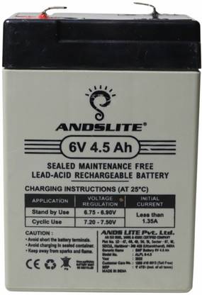 ANDSLITE 6V 4.5 Ah Lead Battery For Ranger, RSL-2 And More AGM Solar Battery