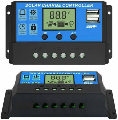 HASTHIP 10A 12V 24V ABS Solar Panel Charger Controller Battery(Blue) PWM Solar Charge Controller