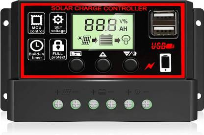 SSUCA 30A Intelligent Battery Regulator for Solar Panel, USB Port, LCD Display 12V/24V PWM Solar Charge Controller