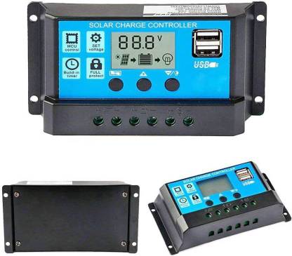 Magpies 10A 12V 24V ABS Solar Panel Charger Controller Battery Dual USB LCD Display PWM Solar Charge Controller