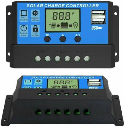 HASTHIP 10A 12V/24V ABS Solar Panel Charger Controller Usb LCD Display Pack of 1 PWM Solar Charge Controller