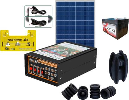 SILONIX Solar Zatka Machine Combo for Agriculture Farms with 12V14ah Battery& SolarPanel MPPT Solar Charge Controller