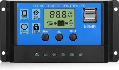 SSUCA 50A Intelligent Battery Regulator for Solar Panel, USB Port, LCD Display 12V/24V PWM Solar Charge Controller