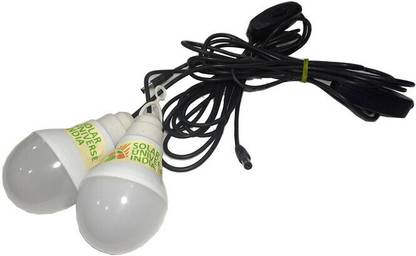 SOLAR UNIVERSE INDIA 9W DC 12V LED Bulb - 2 PC Set with Wire & Switch - White LED - Runs on 12VDC Solar Light Set