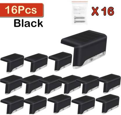 Xydrozen LED Outdoor Fence Lighting Solar Deck Lights-Black Solar Light Set