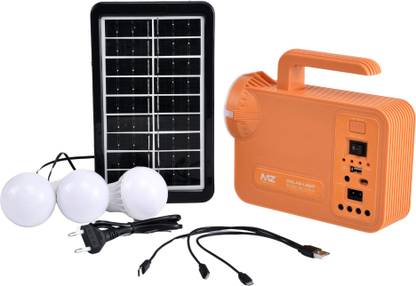 MZ M504 (PORTABLE SOLAR LIGHT SYSTEM) With Power Bank 4500mAh Battery 3 LED Bulbs Solar Light Set