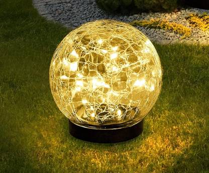 Litverse Garden Solar Ball Lights Outdoor Waterproof,20 LED Cracked Glass Globe Light Solar Light Set