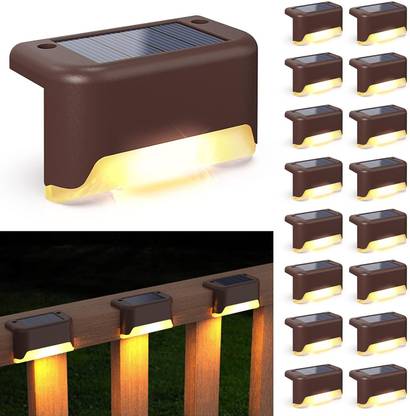LIPSA Solar Deck Outdoor Warm White Lights | Waterproof Solar Fences Lamps For Stairs Solar Light Set